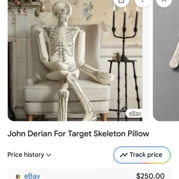 ~5.25 ft. Skeleton Pillow by designer John Derian - Picture 5 of 5